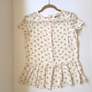 LOFT XS petite sheer weight cream peplum blouse